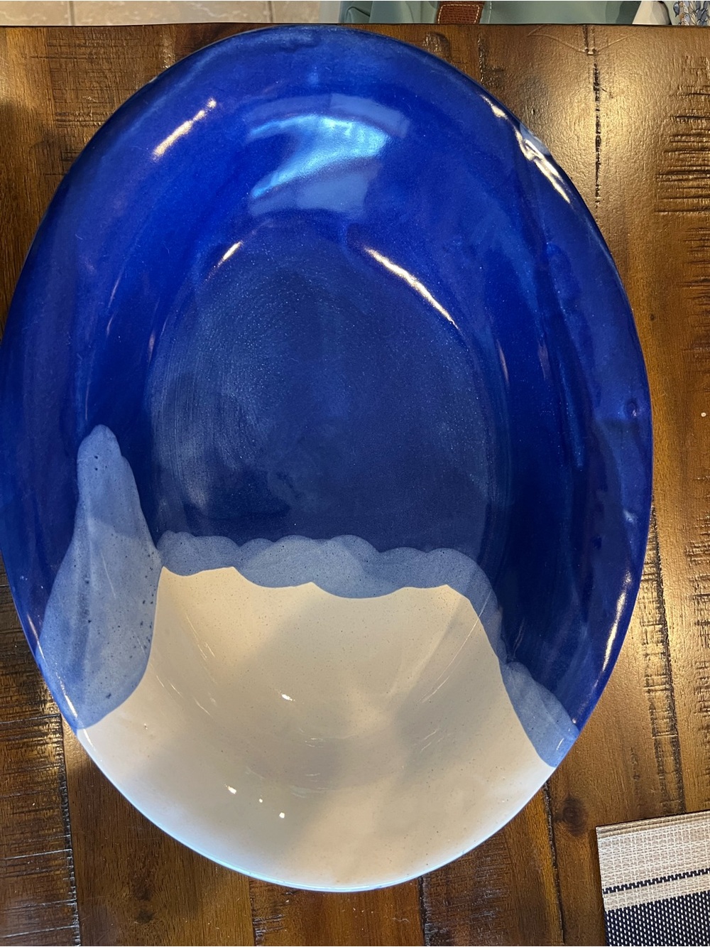 Artisan Blue and White Glazed Ceramic Bowl